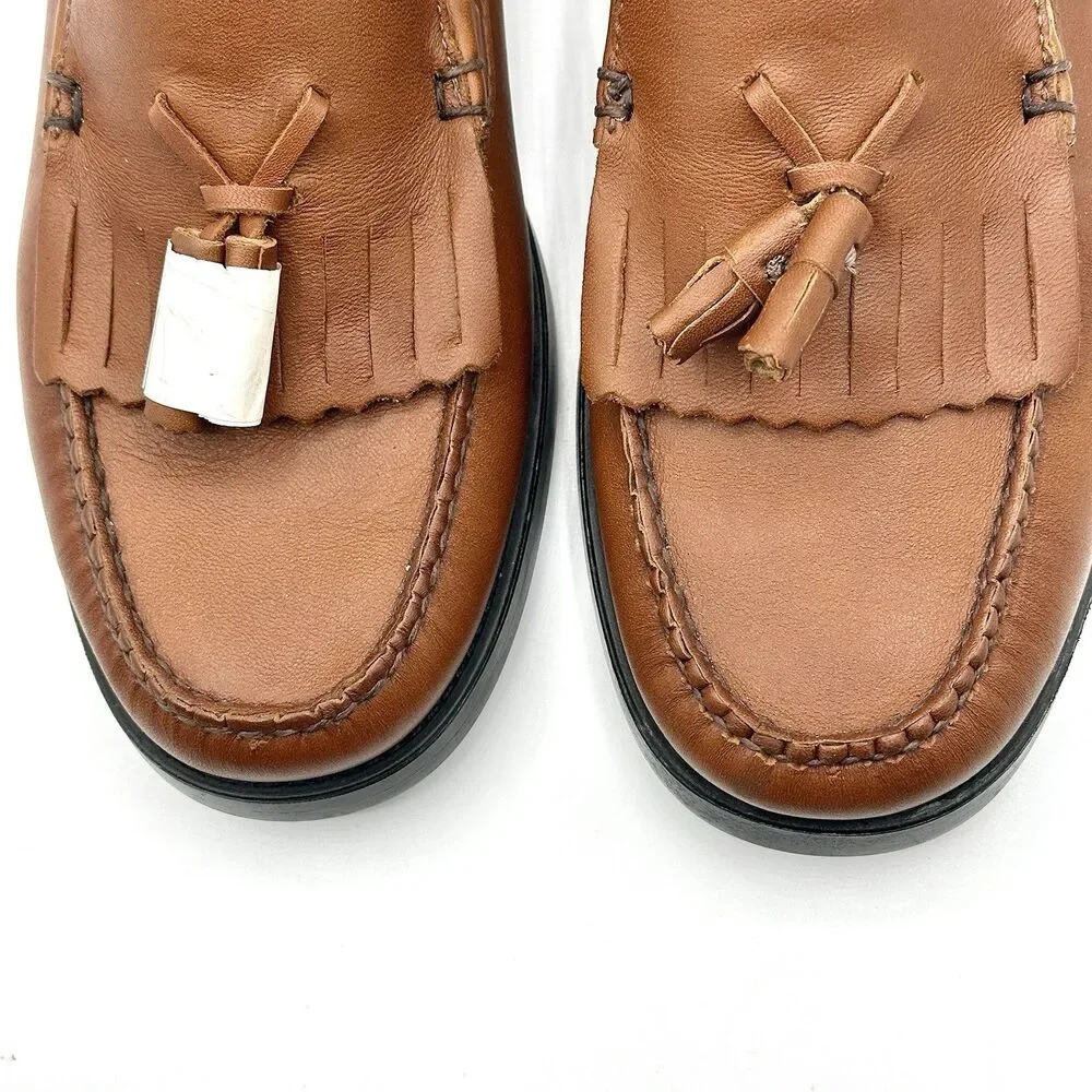 GH Bass & Co Weejuns Marietta II Women's 10 Leather Kiltie Tassel Loafers Brown